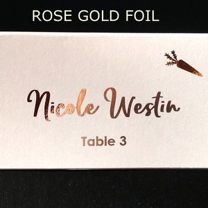 Gold Foil Wedding Place Cards Place Cards Escort Cards Wedding Name Cards Tent Cards Dinner Place cardsGold place cardsCalligraphy image 3