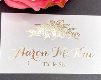 Place Card Wedding | Place card | Wedding Name Card | Placecard | Name Card |  Gold Foil Custom Tented or Flat Place Cards