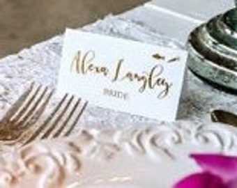 Gold Foil Wedding Place Cards | Place Cards | Escort Cards | Wedding Name Cards| Tent Cards| Dinner Place cards|Gold place cards|Calligraphy