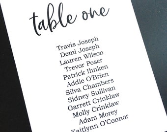 Handmade Wedding Table Number Sign with Guest Names
