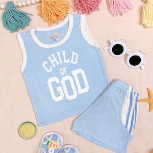 Child Of God Baby Tanktop Set, Christian Baby Outfit, Religious Toddler Set, Faith Quote Infant Clothes, Baptism Gift, Godchild Outfit