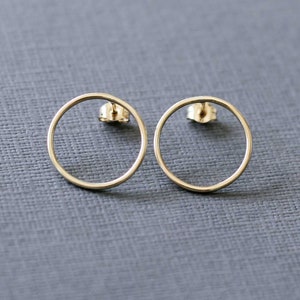 9ct solid gold circle studs READY TO SHIP image 1