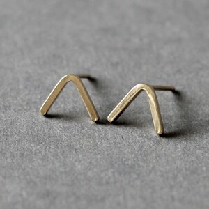 Gold Peak Stud Earrings, 9ct solid yellow gold earrings, geometric V shape studs, mountain studs image 1