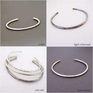 Minimalist Sterling Silver Cuff Bracelet, Modern silver bracelet, simple matt cuff zdjęcie 6