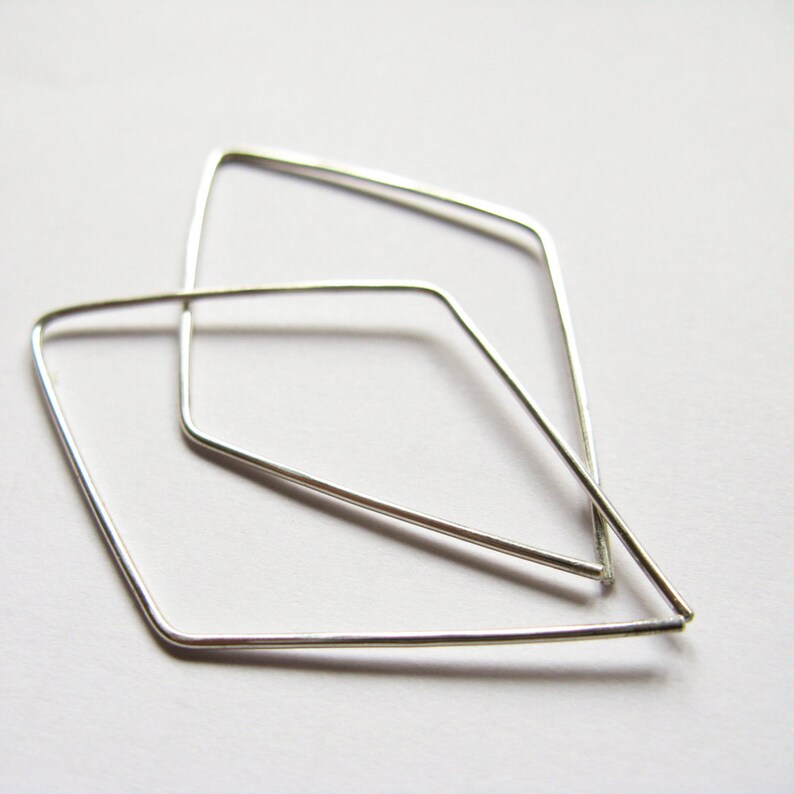 Simple Silver Hoop, Silver Diamond Hoop, Sterling Silver Hoop, Modern, Contemporary Earrings image 1