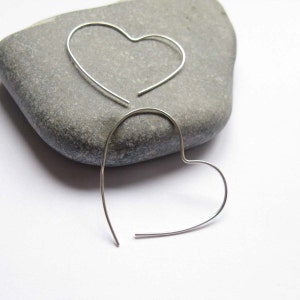 Open Heart Hoop, Simple Silver Earrings,Silver Heart Earrings, Sterling Silver Hoop image 2