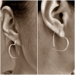 Open Heart Hoop, Simple Silver Earrings,Silver Heart Earrings, Sterling Silver Hoop image 5