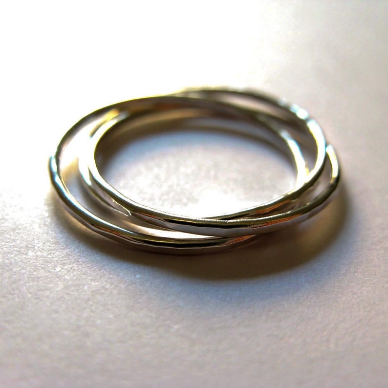 Handmade sterling silver interlocking ring, thin rolling rings image 4