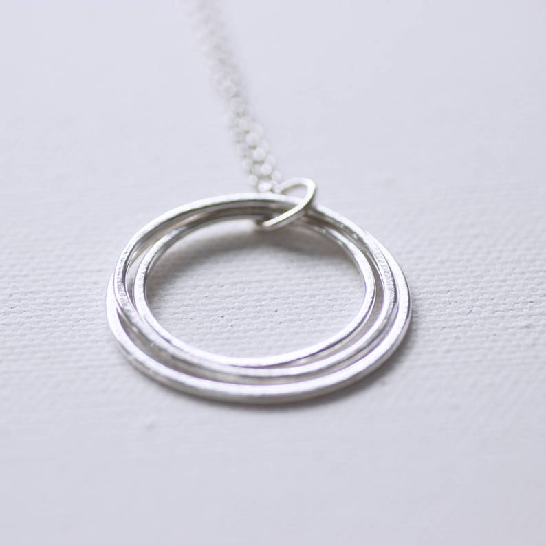 Ready to ship, Three circle sterling silver minimalist necklace, Tri-circle pendant long necklace image 5