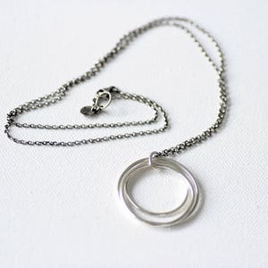 Ready to ship, Three circle sterling silver minimalist necklace, Tri-circle pendant long necklace image 1