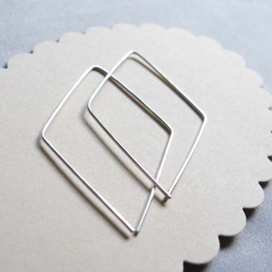 Simple Silver Hoop, Silver Diamond Hoop, Sterling Silver Hoop, Modern, Contemporary Earrings image 3