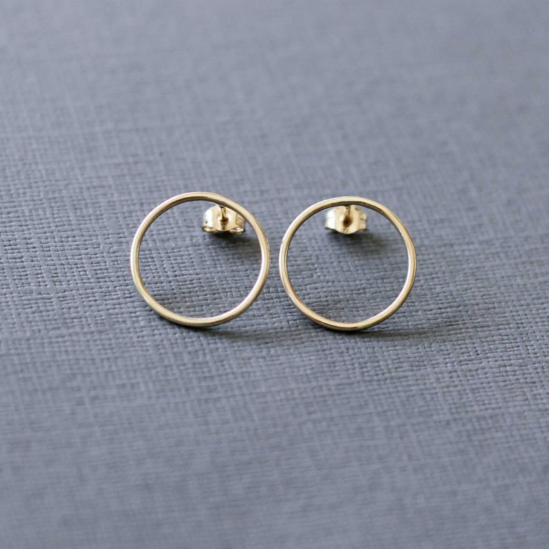 9ct solid gold circle studs READY TO SHIP image 1