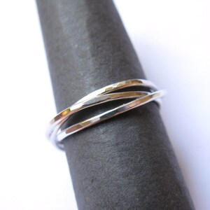 Handmade sterling silver interlocking ring, thin rolling rings image 5