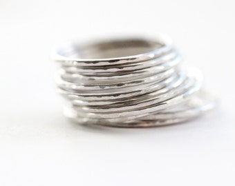 Slim Stacking Ring, set of 3, set of 5, set of 7, set of 10, minimalist silver ring