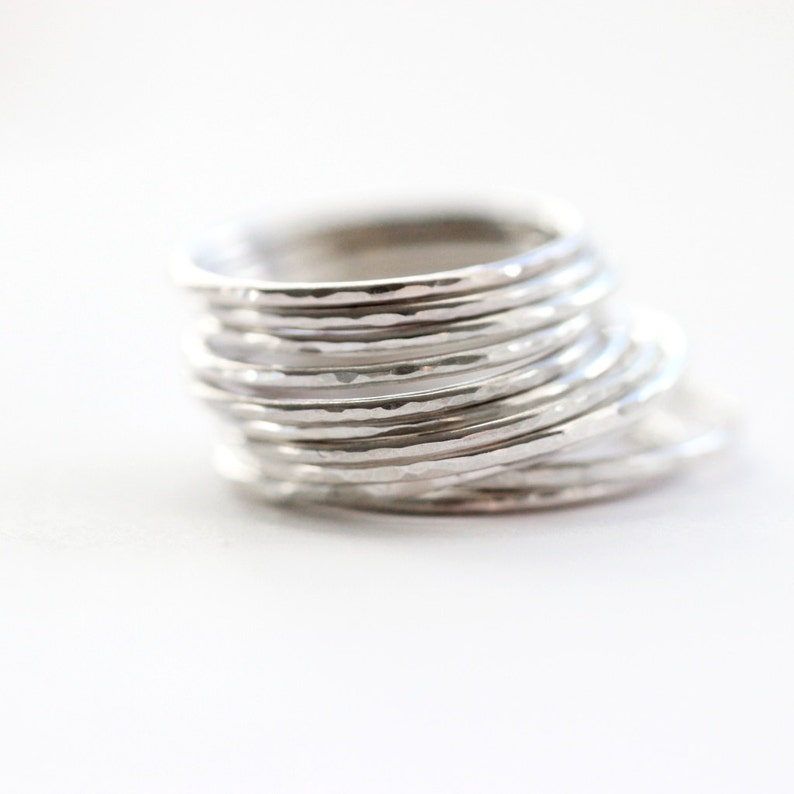 Slim Stacking Ring, set of 3, set of 5, set of 7, set of 10, minimalist silver ring image 1