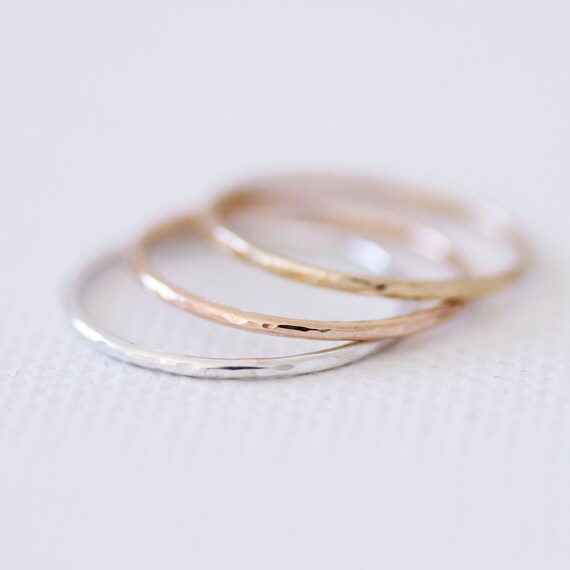 oxidized sterling silver simply ring slim band thin ring 1mm thin