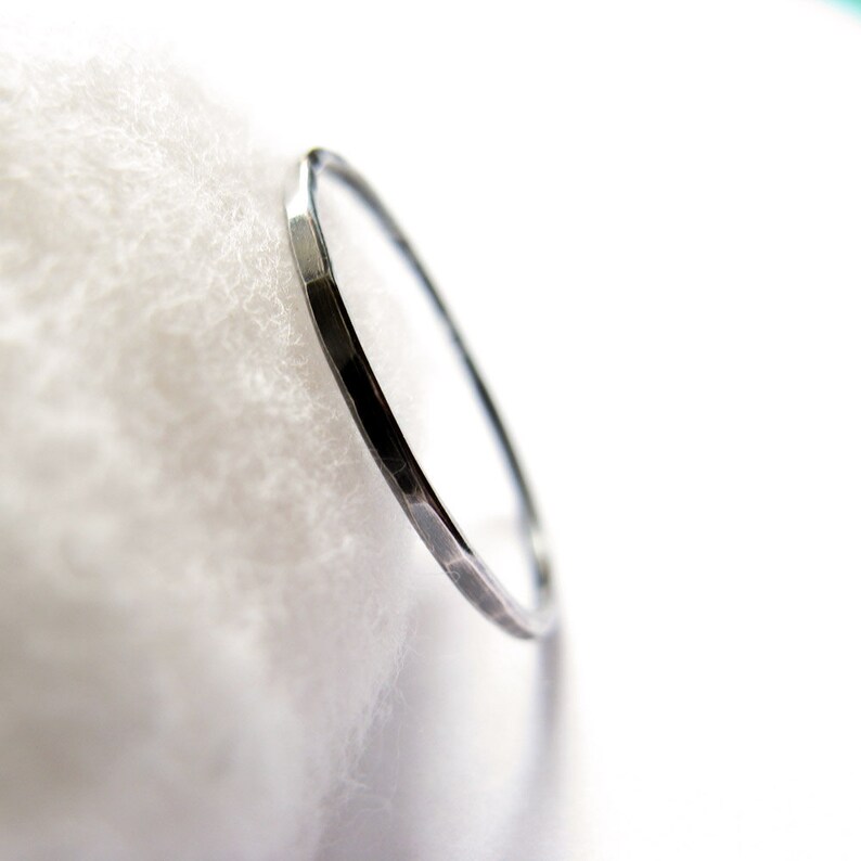 oxidized sterling silver simply ring slim band thin ring 1mm thin