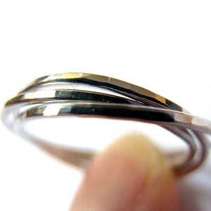 Handmade sterling silver interlocking ring, thin rolling rings image 3