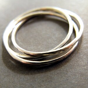 Handmade sterling silver interlocking ring, thin rolling rings image 2