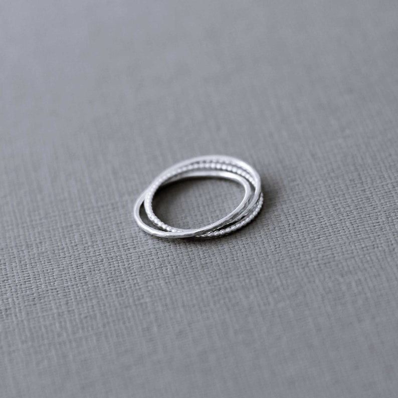 Sterling Silver Interlocking Ring with bead wires. image 1