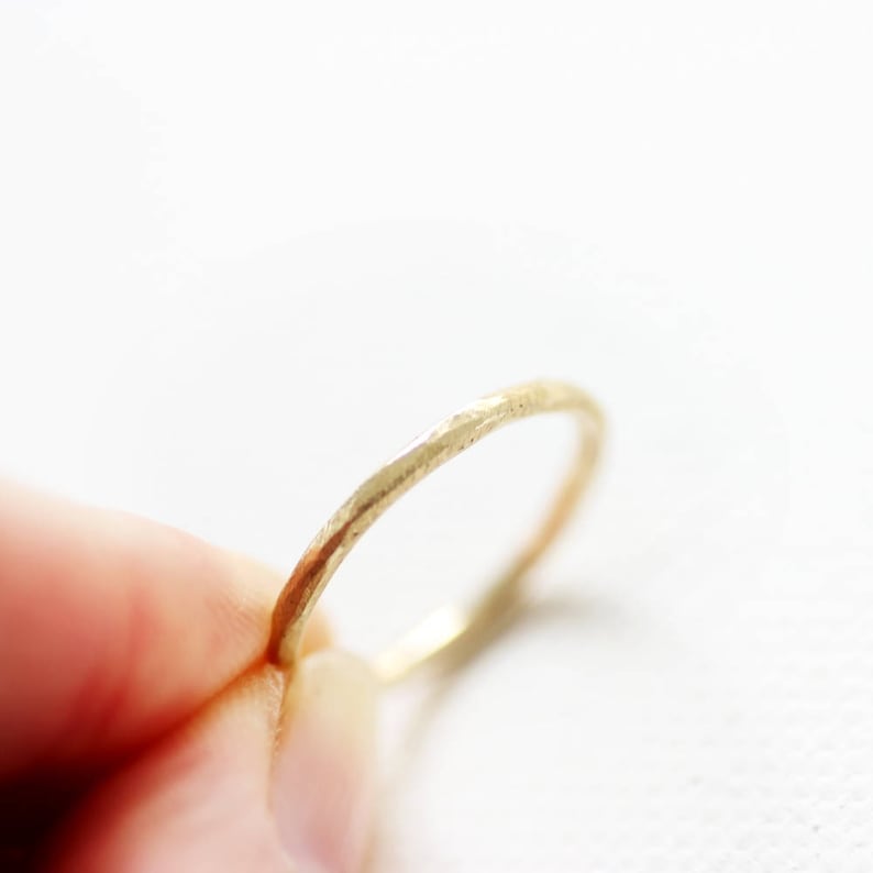 Solid Gold Faceted Ring minimalist stacking ring rustic image 4