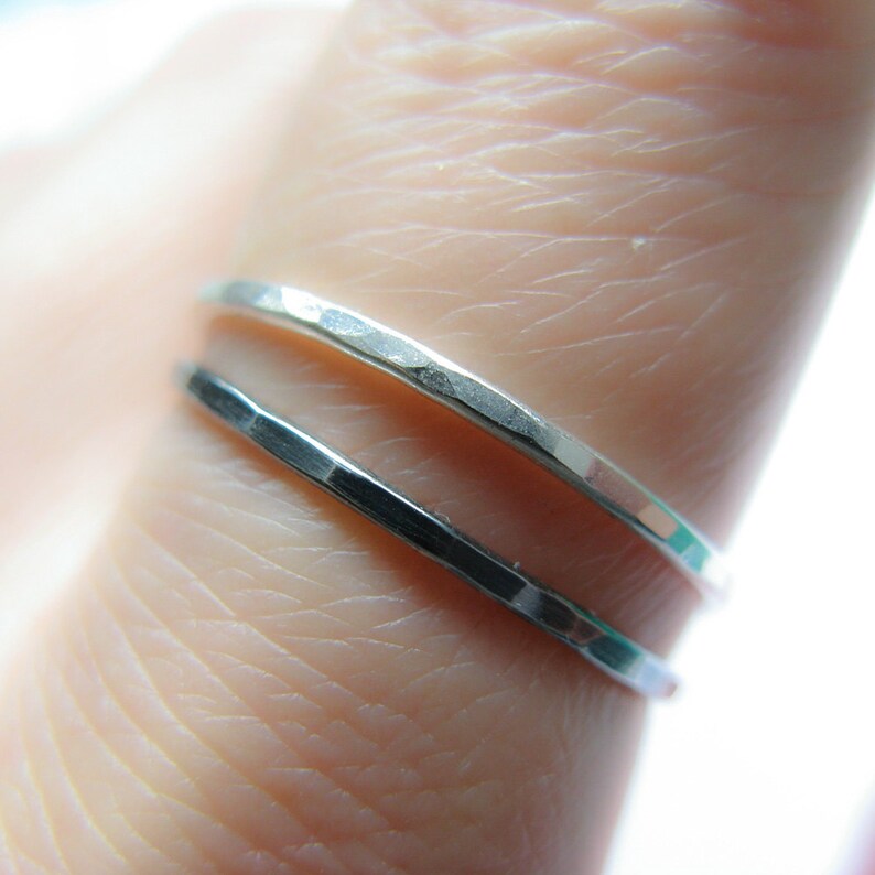 oxidized sterling silver simply ring slim band thin ring 1mm thin