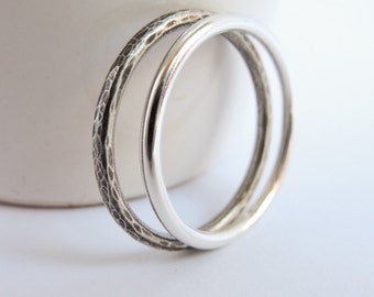 Sterling silver stacking rings, simple stackable rings, Set of Two