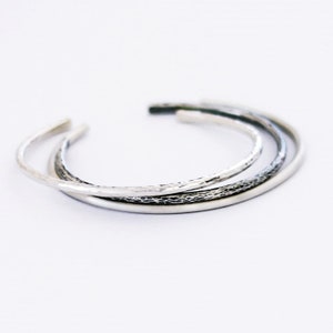 Minimalist Sterling Silver Cuff Bracelet, Modern silver bracelet, simple matt cuff image 2