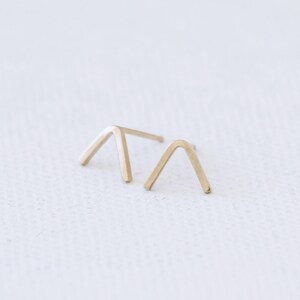 Gold Peak Stud Earrings, 9ct solid yellow gold earrings, geometric V shape studs, mountain studs image 3