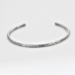 Minimalist Sterling Silver Cuff Bracelet, Modern silver bracelet, simple matt cuff zdjęcie 3