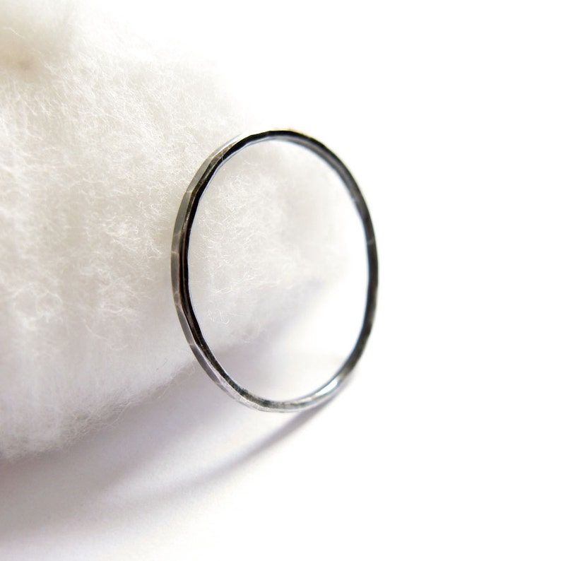 oxidized sterling silver simply ring slim band thin ring 1mm thin