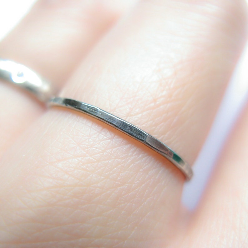 oxidized sterling silver simply ring slim band thin ring 1mm thin
