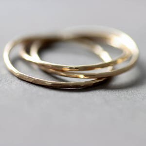 9ct Gold Interlocking ring, gold slim rings, rolling rings, rose gold interlocking ring image 2