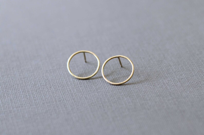 9ct solid gold circle studs READY TO SHIP image 2