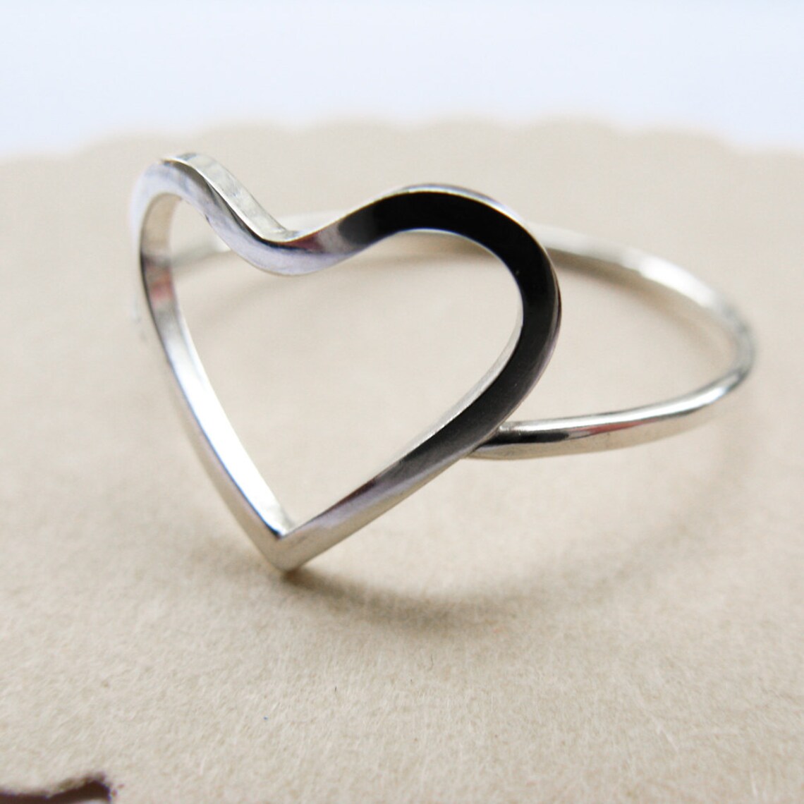Open Heart Ring Sterling Silver Heart Promise Ring Etsy