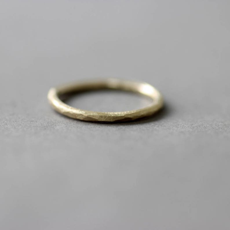 Solid Gold Faceted Ring, minimalist stacking ring, rustic wedding ring, organic gold ring image 2