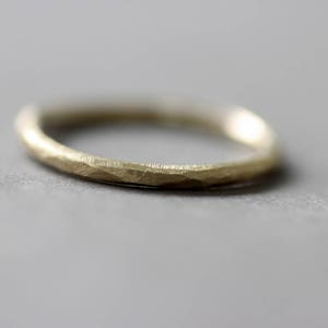 Solid Gold Faceted Ring, minimalist stacking ring, rustic wedding ring, organic gold ring image 1