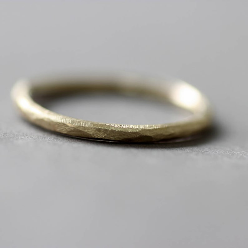 Solid Gold Faceted Ring minimalist stacking ring rustic image 1