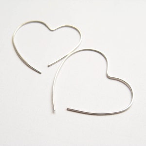 Open Heart Hoop, Simple Silver Earrings,Silver Heart Earrings, Sterling Silver Hoop image 3