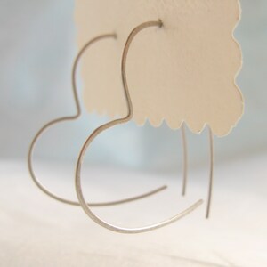 Open Heart Hoop, Simple Silver Earrings,Silver Heart Earrings, Sterling Silver Hoop image 4