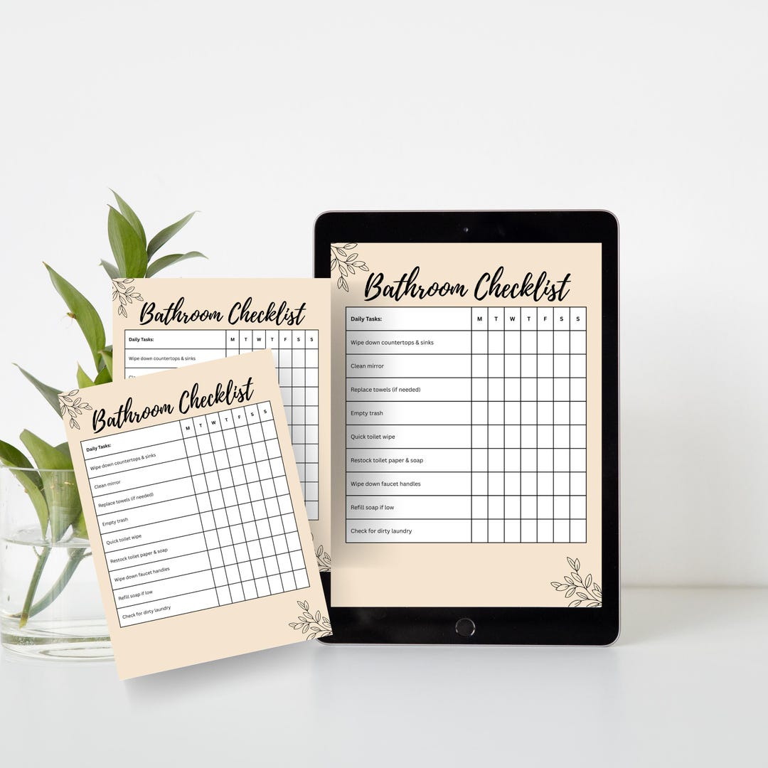 Bathroom Cleaning Checklist Printable | Daily Weekly Monthly Cleaning ...