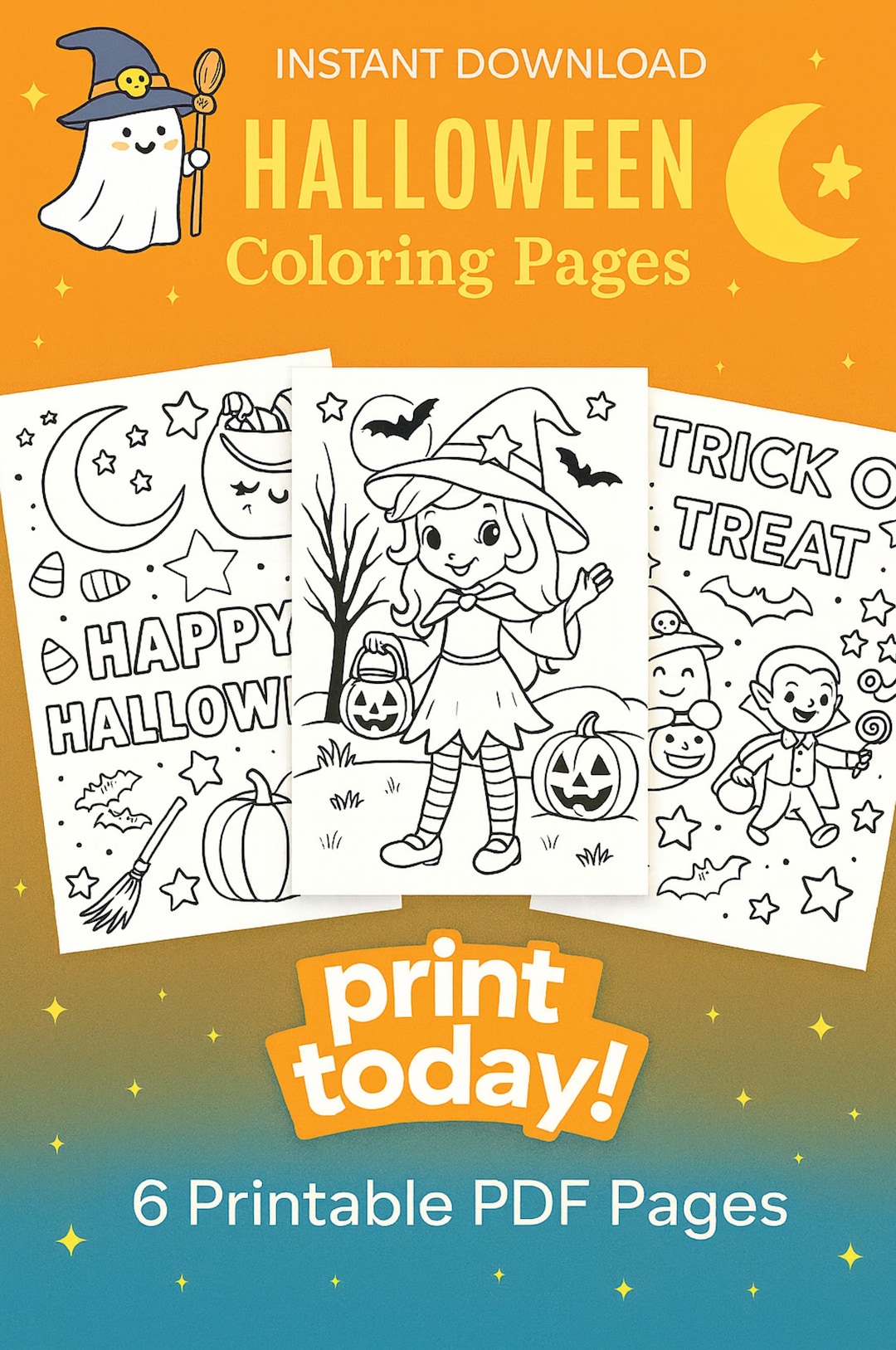 Halloween Coloring Pages for Kids | 6 Cute Printable Halloween Sheets ...