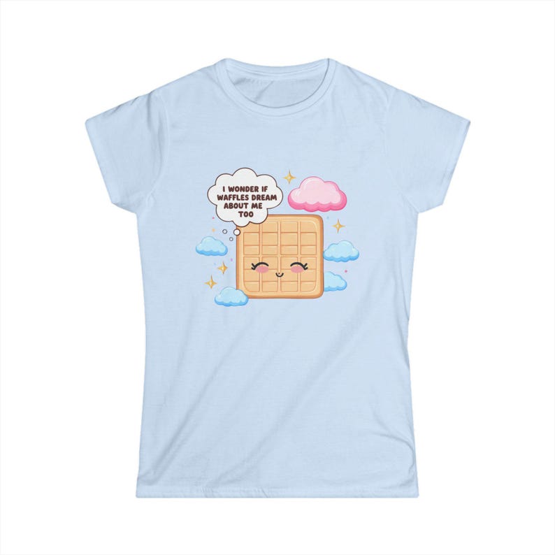 Bonita camiseta de gofre para mujer en rosa azalea, divertida camiseta con estampado de desayuno, camiseta de comida kawaii, regalo para amantes de los gofres, camiseta suave. imagen 4