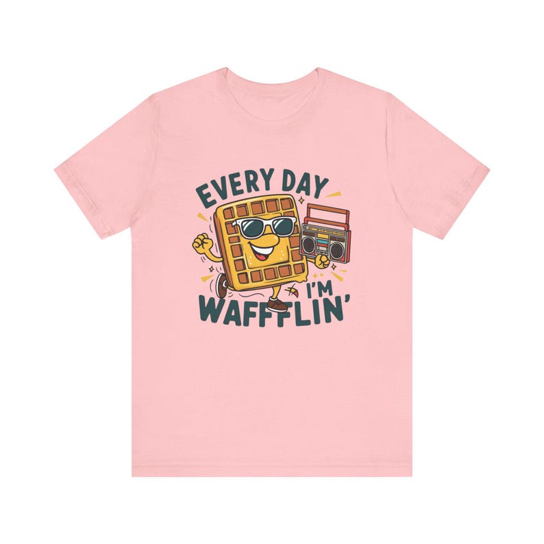 Every Day Im Wafflin T-Shirt | Funny Hip-Hop Waffle Graphic Tee | Unisex Foodie Shirt | Dancing Waffle Brunch Party Gift afbeelding 4