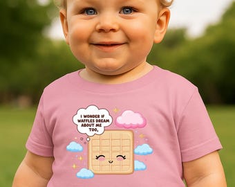 Infant T-Shirt Pink, Cute Baby Tee with Waffle Design, Foodie Infant Shirt, Baby Shower Gift for Girls, Toddler Girl Outfit