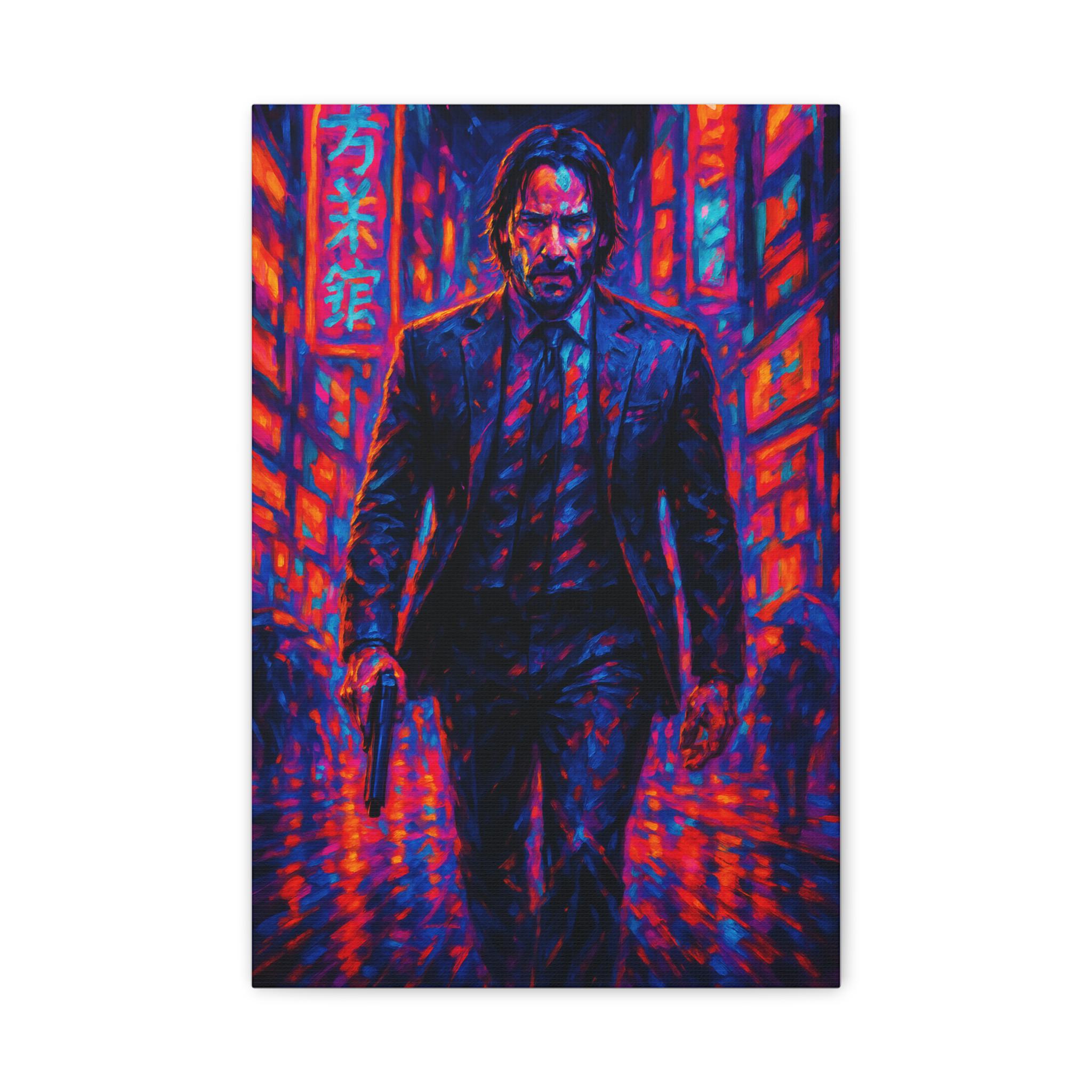 John Wick Canvas Art - Keanu Reeves Wall Print | Action Movie Poster | Room Decor | Neo-Noir Film Wall Art | Man Cave | Gym | Gift for Him