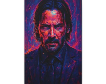 John Wick Canvas Art - Keanu Reeves Wall Print | Action Movie Poster | Room Decor | Neo-Noir Film Wall Art | Man Cave | Gym | Gift for Him