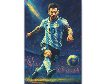 Lionel Messi Canvas Wall Art - Argentina Football Soccer Legend Poster - Bedroom Wall Decor - Gift for Men, Football Fans, Man Cave, Gym
