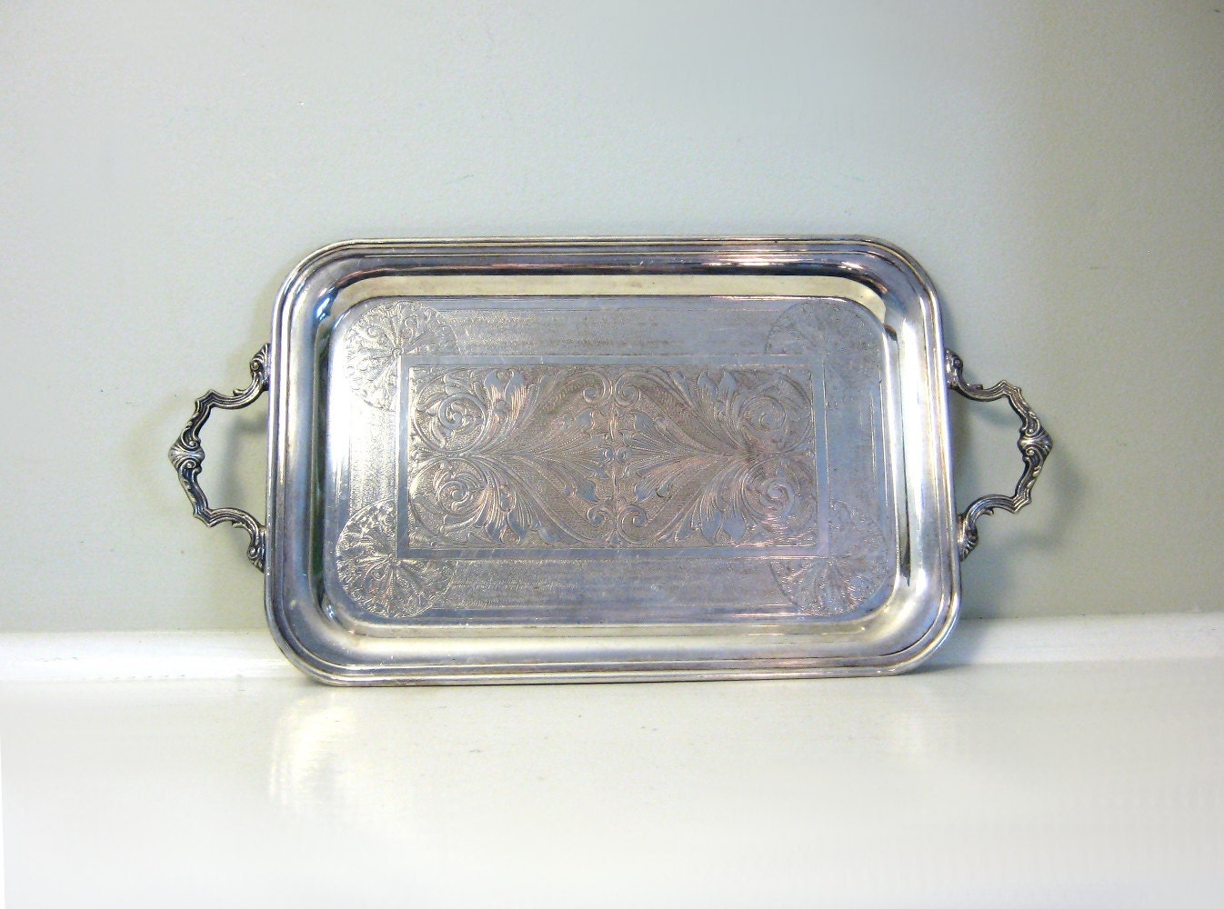 Vintage Metal Serving Tray Small Silver Plate Art Nouveau Etsy