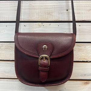 Vintage Etienne Aigner Oxblood Leather Mini Saddle Crossbody Bag Burgundy Purse